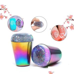 Nail Art Equipment 4Cm Laser Aurora 3D Stamper Head Transfer Clear Sile Jelly Seal Stam Template Printing Diy Design Tools Drop Deli Dhzbb