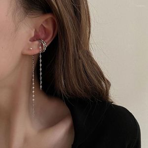 Backs Earrings Ear Cuff Clip Chain Tassel Earring For Women Double Layer Ladies Korean Trendy Girls Jewelry Earcuff Oorbellen