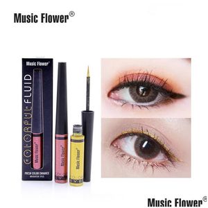 Ombretto Music Flower Waterproof Longlasting Liquid Liner Pen Shimmer Eyeshadow Cosmetic Colorf Glitter Eyeliner Makeup Beauty Dro Dhhtm