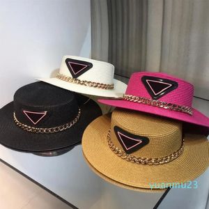 2023-Designers brand Logos Brands Beanies Fashion Men Women Letters Print Chain Flat Straw Hats High Quality Summer