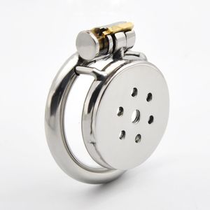 Cockrings Male Slave Super Mini Chastity Cage Stainless Steel Device Penis Cock Ring With Lock Sex Toys For Men 2 Size 230227