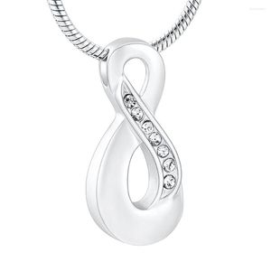 Pendant Necklaces Cremation Jewelry Infinity Shape Inlay Crystal Urn Necklace For Ashes Stainless Steel Keepsake Retail Wholesale