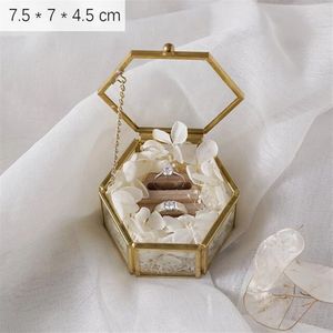 Personalized Geometrical Clear Glass Jewelry Box Ring Bearer Storage Organizer Holder Wedding Decoration169i