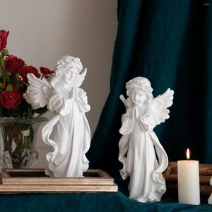 Party Decoration 2Pcs Resin Praying Angel Figurine Statue Decorative