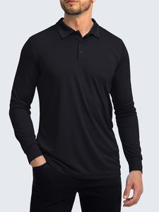 Herrpolos Men's Long Sleeve Golf Polo Shirt snabb torr sportskjorta Carred Athletic T-shirt 230227