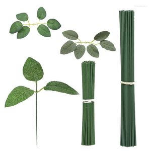 Dekorativa blommor 100st konstgjorda stamplastträdgårdar Diy Flower Rod Stick Handmiterad tråd Bröllop Florist Craft Decor 17/25cm