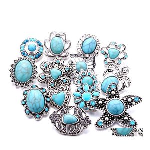car dvr Other Lots Snap Button Jewelry Components Resin Turquoise 18Mm Metal Snaps Buttons Fit Bracelet Bangle Noosa Drop Delivery Findings Dhse5
