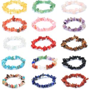 Natural Gem Stone Bracelet Irregular Amethyst Fluorite Crystal Chip Beads Bracelets Bangles Quartz Wristband for Women