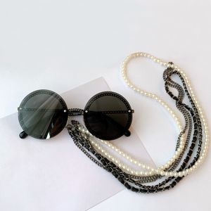 女性のための黒い丸いサングラス4245ゴールドフレームシェードデザイナーサングラスOcchiali da Sole Sunnies UV400アイウェアチェーンなし