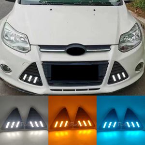 DRL For Ford Focus 3 MK3 2012 2013 2014 DRL Daytime Running Lights LED Daylight Fog lamp waterproof with turn signal