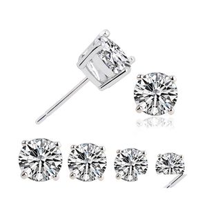 car dvr Ciondola Lampadario Cz Orecchino a bottone 925 Sterling Sliver Simated Diamond Round Cubic Zirconia Ear Sets4 Pair Drop Delivery Jewelry Ear Dhwlj