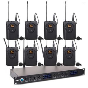 Microfoni Microfono wireless UHF professionale Condensatore lavalier a 8 porte adatto per il palco della chiesa scolastica