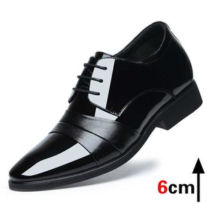 Dress Shoes 8 CM Man Wedding Shoe 6 CM Leather Men Business Formal Wear British Mans Lifted Oxfords R230227