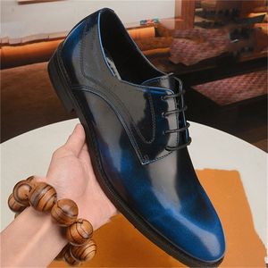 Top Top Men Formals Black Gold Formal Shoe Men's Carved Leather Shoess Handmade Business Dress Brogue Oxfords skor Storlek 6.5-11