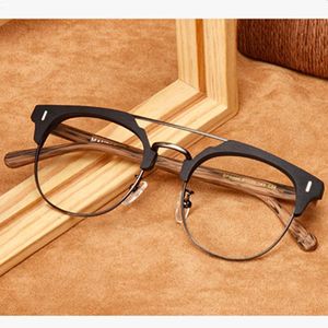 Fashion Sunglasses Frames Brand Designer Vintage Wooden Acetate Glasses Frame Men Women Double Beam Myopia Prescription Eyeglasses Spectacle