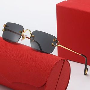 Desinger güneş gözlükleri vintage güneş gözlüğü altın dikişsiz rimless güneş gözlüğü Buffalo boynuz lunette soleil klasik kadın c şekil güneş gözlüğü carti gafas sol güneş gözlüğü