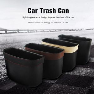 Interiörstillbehör Bil Trash Can Leather Edging Storage Case Back Clip Style Garbage Organizer för Auto Door Seat Bin