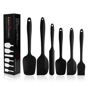 Silikon nonstick spatlar set 6 st värmebeständig matkvalitet Silikonkräm Spatula Oilborsteuppsättning för bakbakningsverktyg