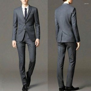 Mäns kostymer Business Suit Men 2023 Mode Tvåverk set avslappnad grå svart blå blazer byxa bröllopsklänning koreansk dräkt homme