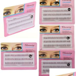 False Eyelashes 60Pcs/Set 8/10/12/14 Mm Individual Lashes Black 6D Natural Fake Eyelash Long Cluster Extension Drop Delivery Health Dhph7