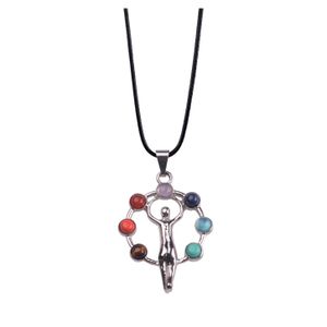 car dvr Pendant Necklaces Natural Crystal Gemstone Reiki Chakra Healing Moon Winds Sier Alloy Inlaid Gem Necklace For Wonmen Drop Delivery J Dhftj