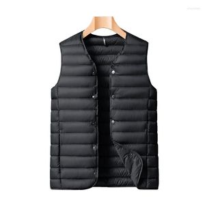 Mäns ner Pure Color Single-Breasted Men Winter Vest Coat Stor storlek 6xl 7xl 8xl Waistcoat Jacket 80% White Duck Fluffy 600