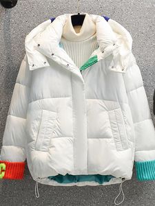 Женские траншевые пальто yuoomuoo шикарная зимняя куртка женская модная вязаная рукава хлопковое покрытие мягкое белое черное держи в теплом капюшоне