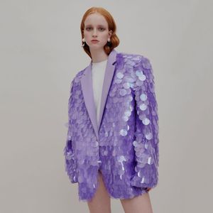 Kvinnors kostymer blazrar lila skalor design lös blazer för kvinnlig kostym krage överdimensionera kläder vårens höstchaqueta