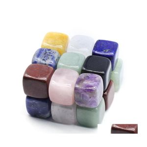 car dvr Stone Natural Chakra Squares Rose Quartz Amethyst Agate Tiger Powder Crystal White Yoga Meditation Energy Ornament Drop Delivery Jewe Dh9E5