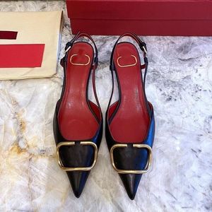 Designer-Sandalen für Damen, spitze Schuhe mit hohem Absatz, quadratische Metallschnalle, echtes Leder, schwarz matt, 4 cm, 6 cm, 9 cm, 10 cm, rote Hochzeitsschuhe mit Staubbeutel, 34–44