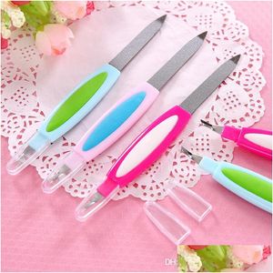 Nail Files Art Tool File Exfoliating Scrub Fork Stainless Steel Double Head Mtifunction Polishing Beginner Manicure Beauty Tools Dro Dhpgo