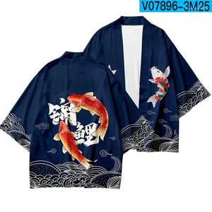 Roupas étnicas casuais plus size 4xl Cardigã japonês Homens e mulheres Kimono Yukata Haori Robe Samurai Chinese Style Print Coat