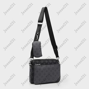 Bolsas masculinas de grife de luxo 3 pçs Trio de couro Bolsa Mensageiro Flores pretas Bolsa transversal Bolsa de compras Bolsa de ombro simples Bolsa de mão Bolsas femininas Carteiras pruse bolsa tote