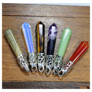 CAR DVR Pendant Neckor Hexagonal Column Sheeing Healing Tip Chakra Quartz Crystal Stone Charm Halsband Drop Delivery Smycken Pendants DHJ1A