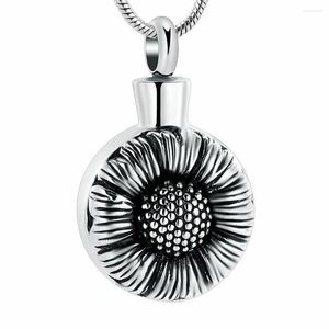 Pendant Necklaces Stainless Steel Sunflower Urn Necklace For Human Pet Ashes Memorial Jewelry Holder Cremation 2 Colors