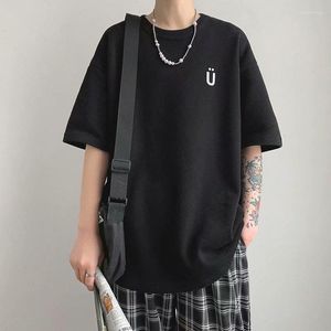 Men's T Shirts Harajuku Letter Print Short Sleeve Men's Shirt Summer Pure Cotton Casual Loose T-shirts Young Boy Tops Streetwear Men