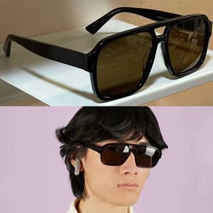 Mens Drivin SunGlasses 1342 Classic Vintage Dark brown lens Sun glasses Shiny black injection frame double bridge lunette Women Large Frame Retro 70s Shades Female