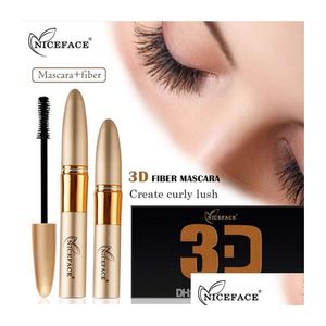 Mascara finace curling tjock ögonfranspomade 2st/set vattentät ögonmakeup 3D silkfiber fransar förlängning naturlig kosmetisk drop de dhwdj