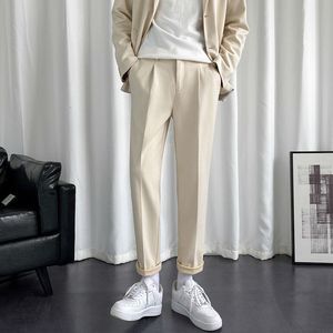 Calças masculinas de lã privathinker outono estilo coreano perna reta solta calças casuais masculinas cor sólida roupas de marca de moda 230228