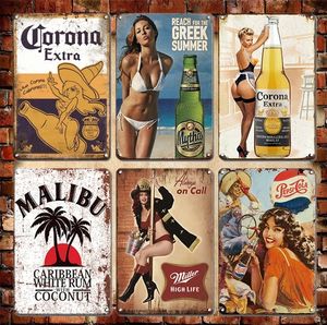 Poster de cerveja da Bélgica Sinais de pintura de metal sinais de lata de lata de pin-up vintage decorativa de barra de barra de barra de caverna de caver