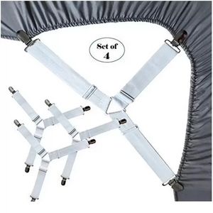 Justerbar elastisk madrass Cover Corner Holder Clip Bed Sheet Fasteners Straps Grippers Suspender Cord Hook I0228