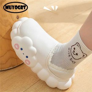 Slippers Warm Winter Slides Women Waterproof Plush Flat Slippers Indoor Cloud Furry Home Cotton Slipper Thick Sole NonSlip Ladies Shoes Z0215