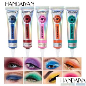 Eye Shadow Handaiyan 12 Colors Matte Neon Eyeshadow Cream Высокий пигмент легко нанести летние желтые розовые кремы с каплями доставки Health DHVWB