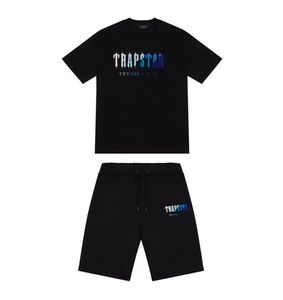 지금 최고 Trapstar 새로운 남성 t 셔츠 반팔 복장 셔닐 트랙 수트 블랙 코튼 런던 StreetwearS-2XL