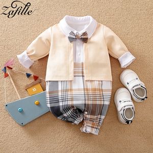 حللا Zafille Baby Boy Romper مع وزرة Necktie Gentleman لجلد الرجال المولودين ملابس الأطفال زحفات بذلة الأطفال للأطفال ملابس الأطفال 230228