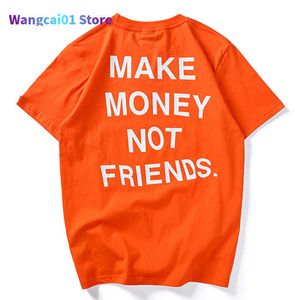 Men's T-Shirts Fashion Men T-Shirts Summer Tops Tees Hip Hop tter Printing Men's Tshirt Ma Cotton Short Seve Make Money Not Friends HH160 0228H23