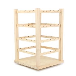 Jewelry Stand Rotating Wooden Earring Holder For Store Display Necklace Organizer Tray Showcase Storage Box 230228