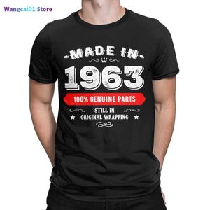 T-shirty męskie wykonane w 1963 r. 100% oryginalnych części urodzonych w 1963 r. Prezent urodzinowy 60 lat Niesamowite 100% bawełny koszulka koszulka Odzież 5xl 6xl 0301h23