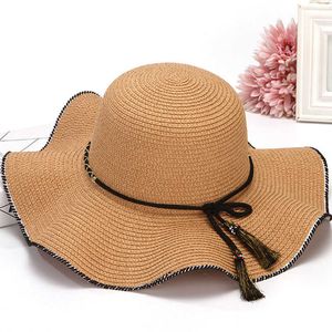 Wide Brim Hats Summer Female Korean Style Ladies Straw Hat Journey SunHat Outdoor UV Protection Beach Hat Leisure Big Brim Hat For Women G230227