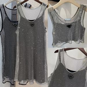 Ärmlös Damklänning Hållad Svart Satin Sling Dress Rhinestone Shiny Hollow Vest Klänningar 2st Set Cropped Top Dam V-ringad T-shirt Denim BH Toppar Gratis Szie